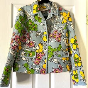 Tory Burch Green and Yellow Blazer with Botanical Flair
